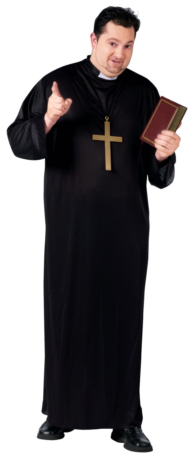 Mens Black Cassock Priest Costume Robe Religious Clerical Adult